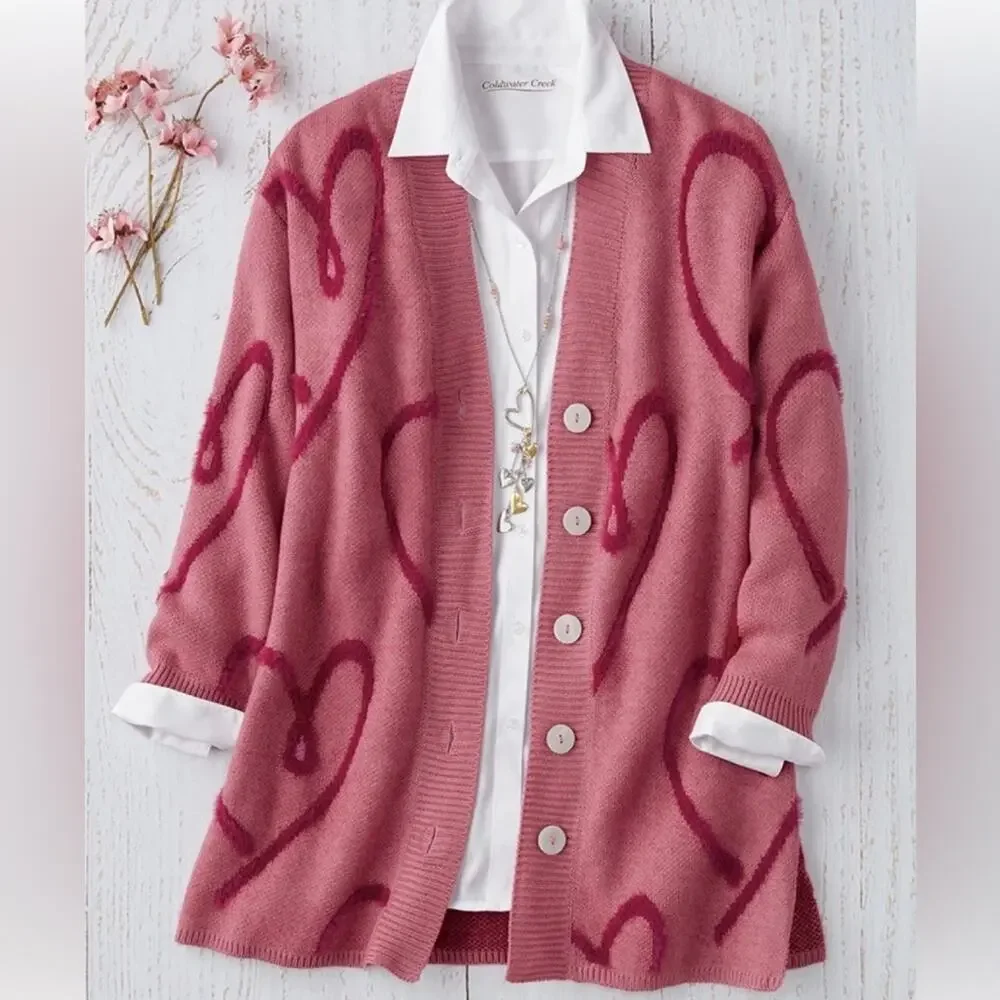 Coldwater Creek Love Notes oversized Cardigan Swearer - Picture 1 of 14